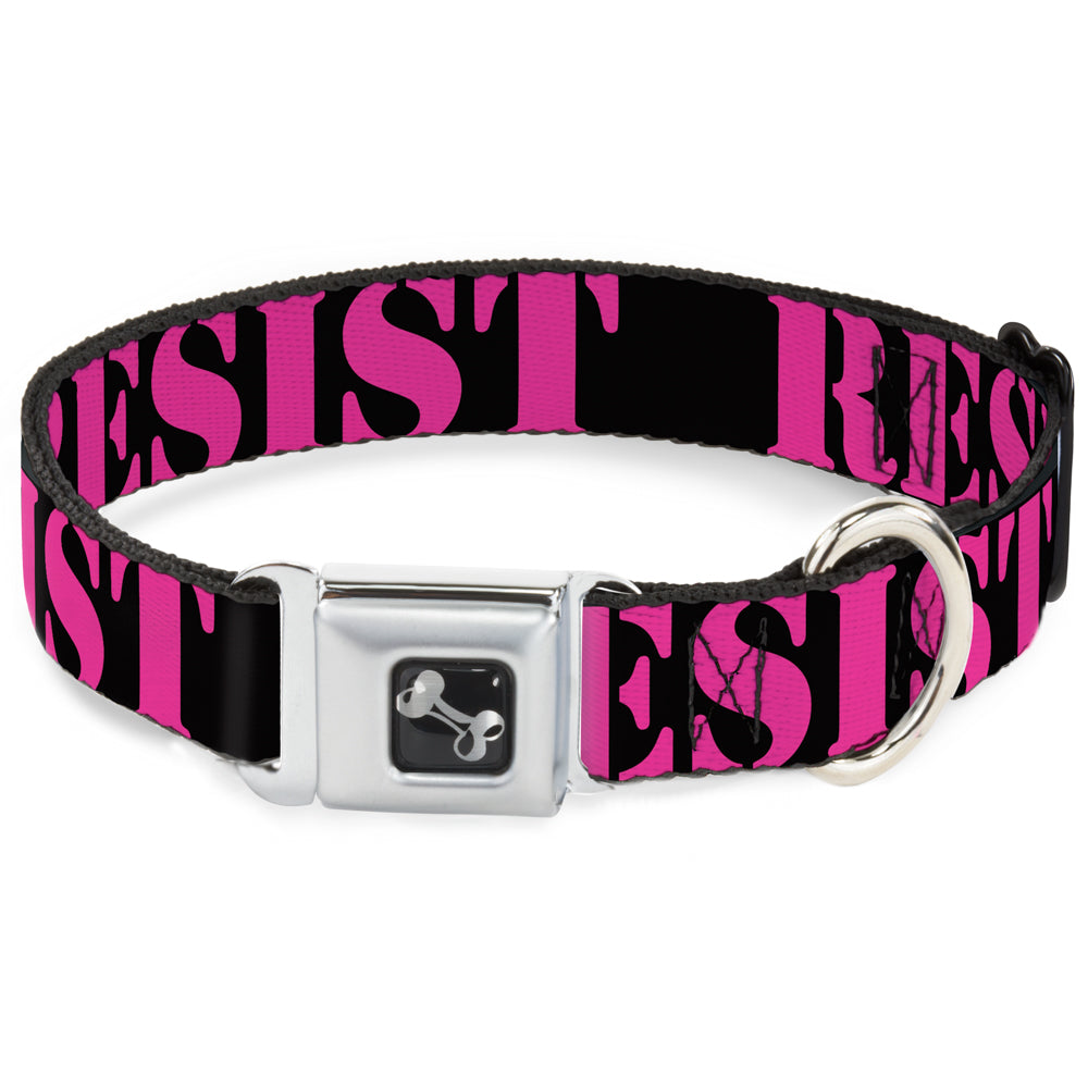 Dog Bone Seatbelt Buckle Collar - RESIST Stencil Black/Pink Seatbelt Buckle Collars Buckle-Down