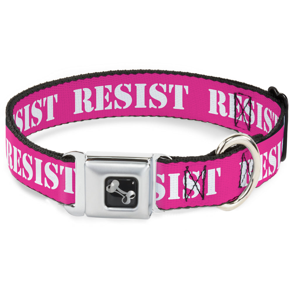 Dog Bone Seatbelt Buckle Collar - RESIST Stencil Pink/White Seatbelt Buckle Collars Buckle-Down