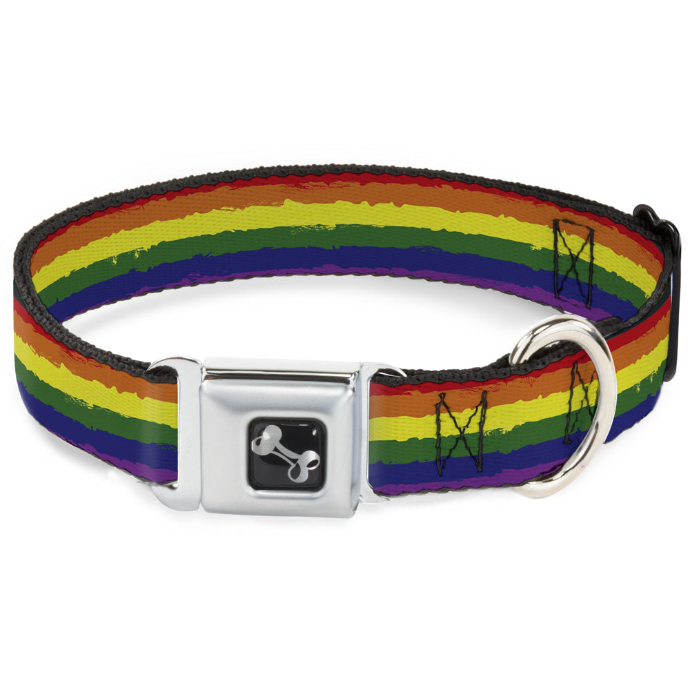 Dog Bone Seatbelt Buckle Collar - Rainbow Stripe Painted Seatbelt Buckle Collars Buckle-Down