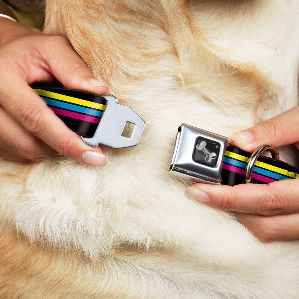 Dog Bone Black/Silver Seatbelt Buckle Collar - Racing Stripes Black/Yellow/Blue/Pink Seatbelt Buckle Collars Buckle-Down
