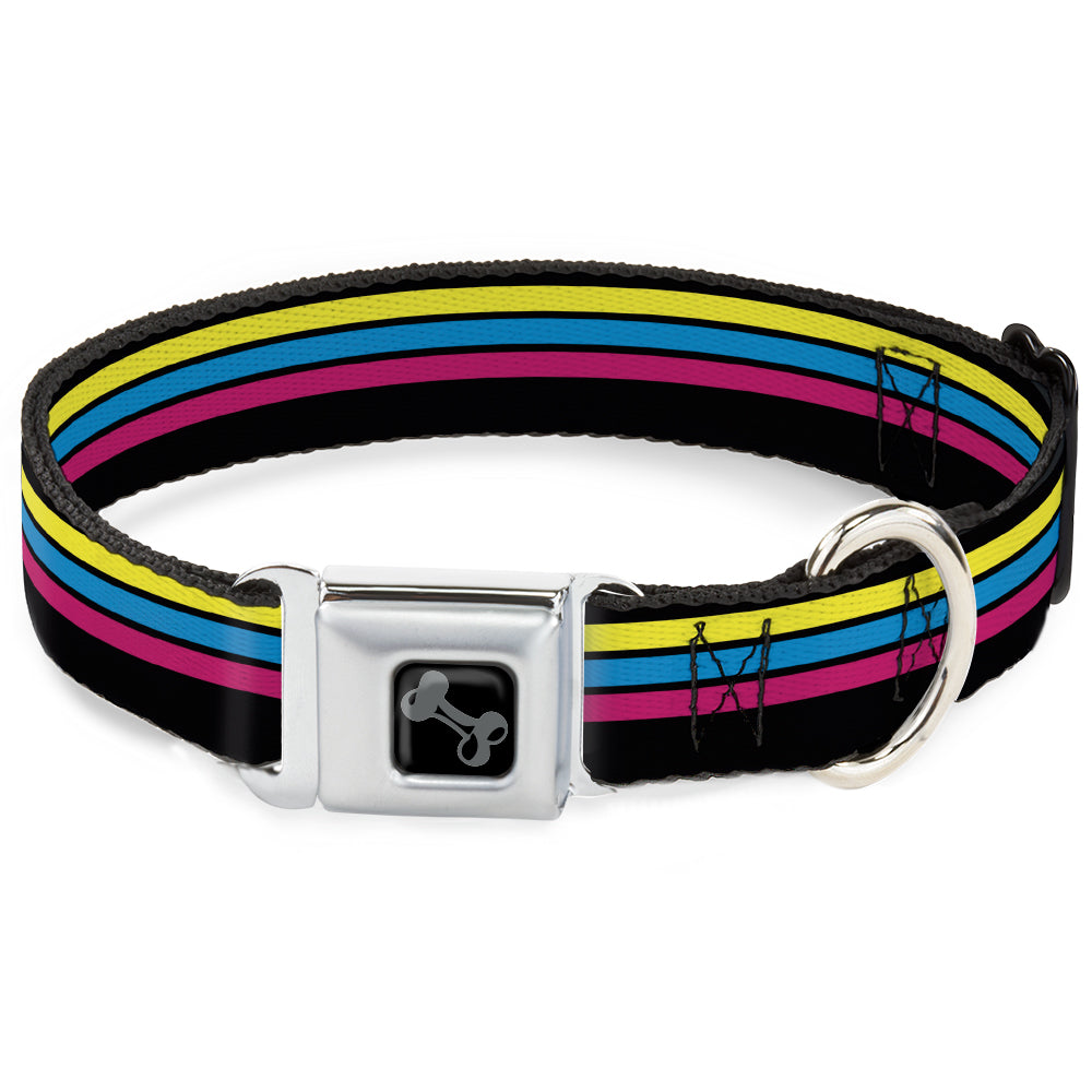 Dog Bone Black/Silver Seatbelt Buckle Collar - Racing Stripes Black/Yellow/Blue/Pink Seatbelt Buckle Collars Buckle-Down
