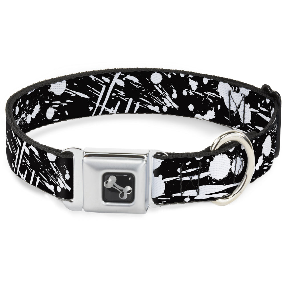 Dog Bone Seatbelt Buckle Collar - Splatter Black/White Seatbelt Buckle Collars Buckle-Down