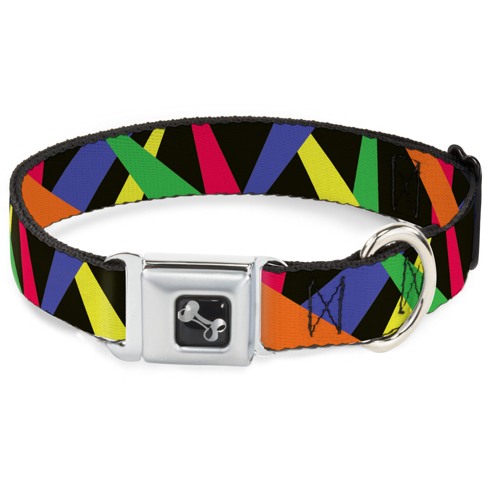 Dog Bone Seatbelt Buckle Collar - Spotlight Black/Multi Neon Seatbelt Buckle Collars Buckle-Down