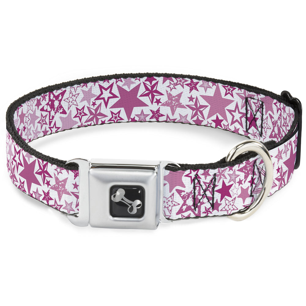 Dog Bone Seatbelt Buckle Collar - Stargazer White/Pink Seatbelt Buckle Collars Buckle-Down