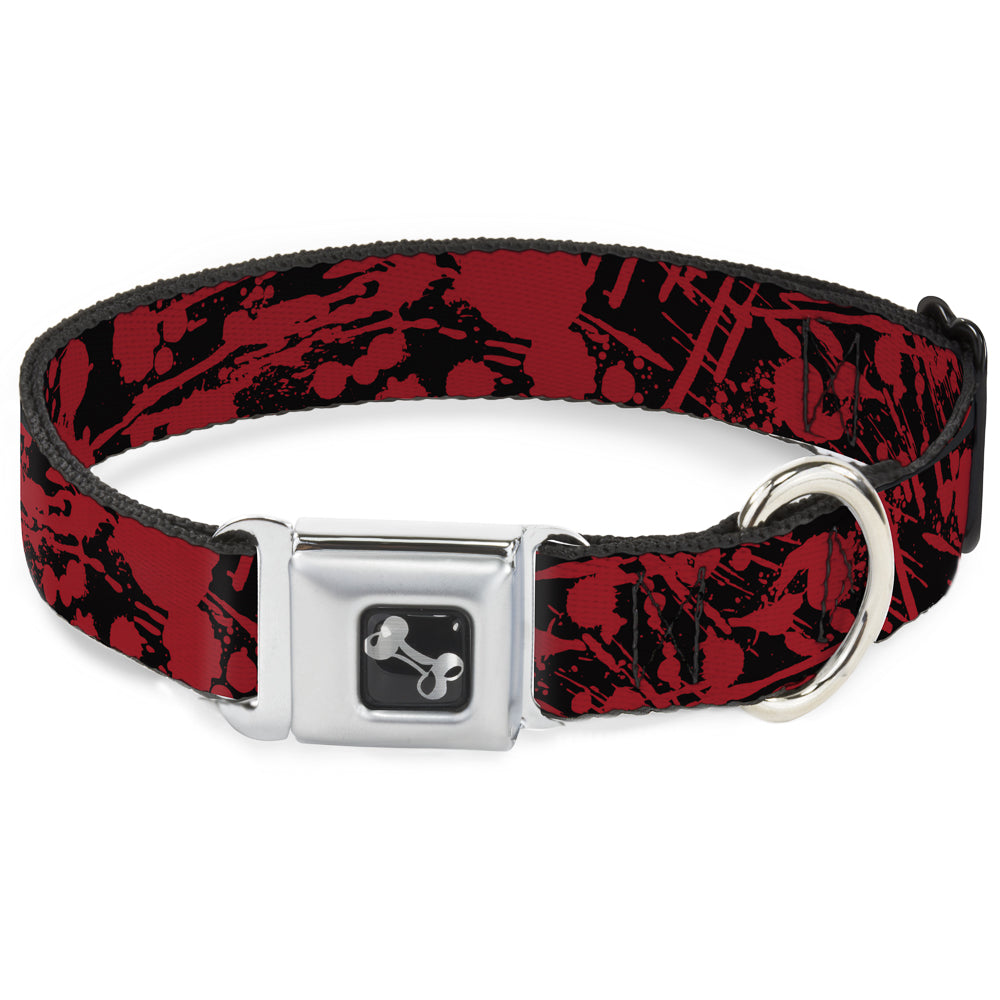 Dog Bone Seatbelt Buckle Collar - Splatter Black/Red Seatbelt Buckle Collars Buckle-Down