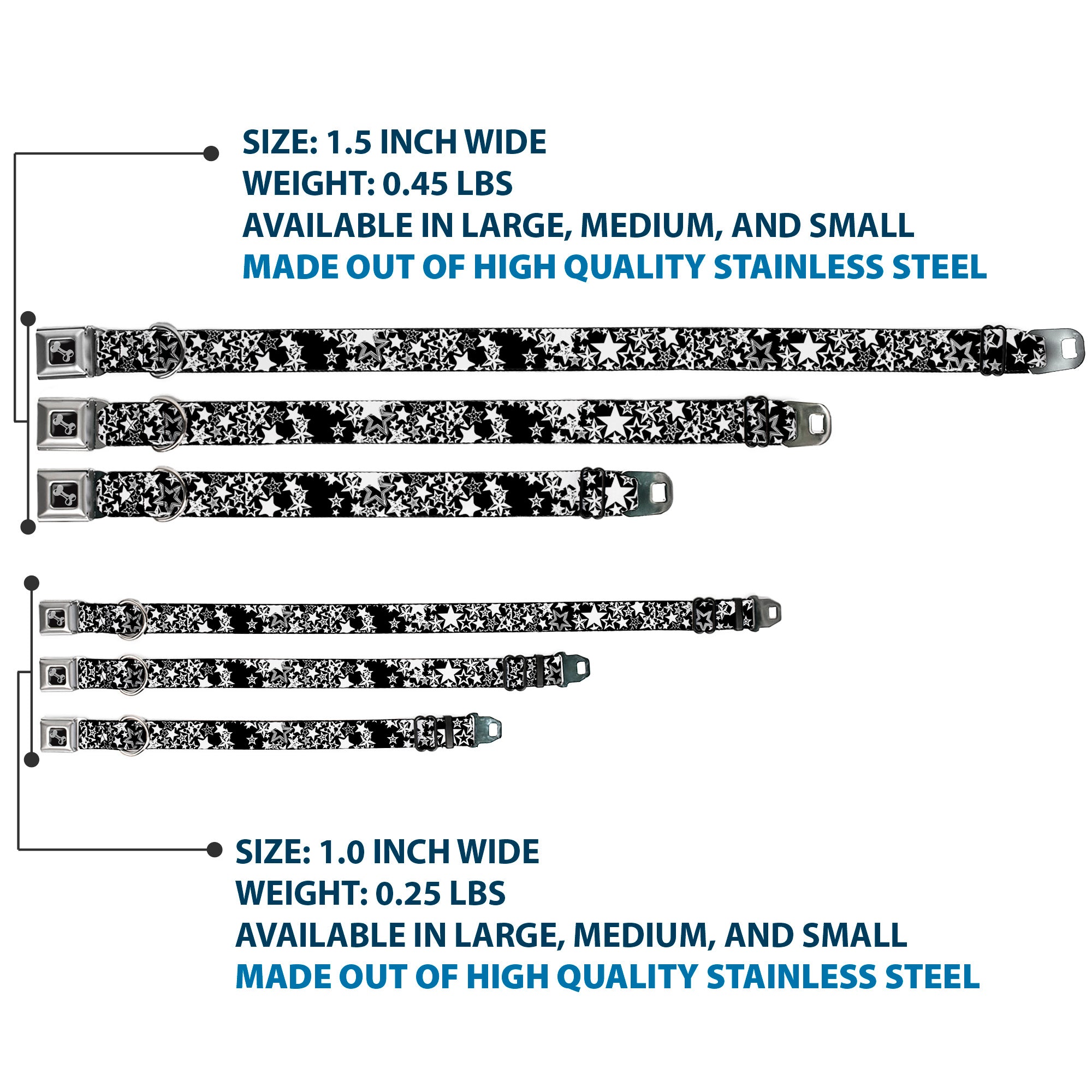 Dog Bone Seatbelt Buckle Collar - Stargazer Black/White Seatbelt Buckle Collars Buckle-Down