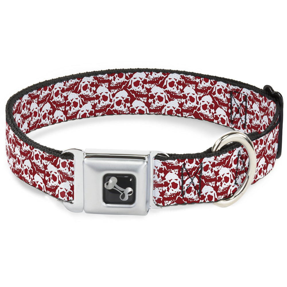 Dog Bone Seatbelt Buckle Collar - Skull Yard Red/White Seatbelt Buckle Collars Buckle-Down