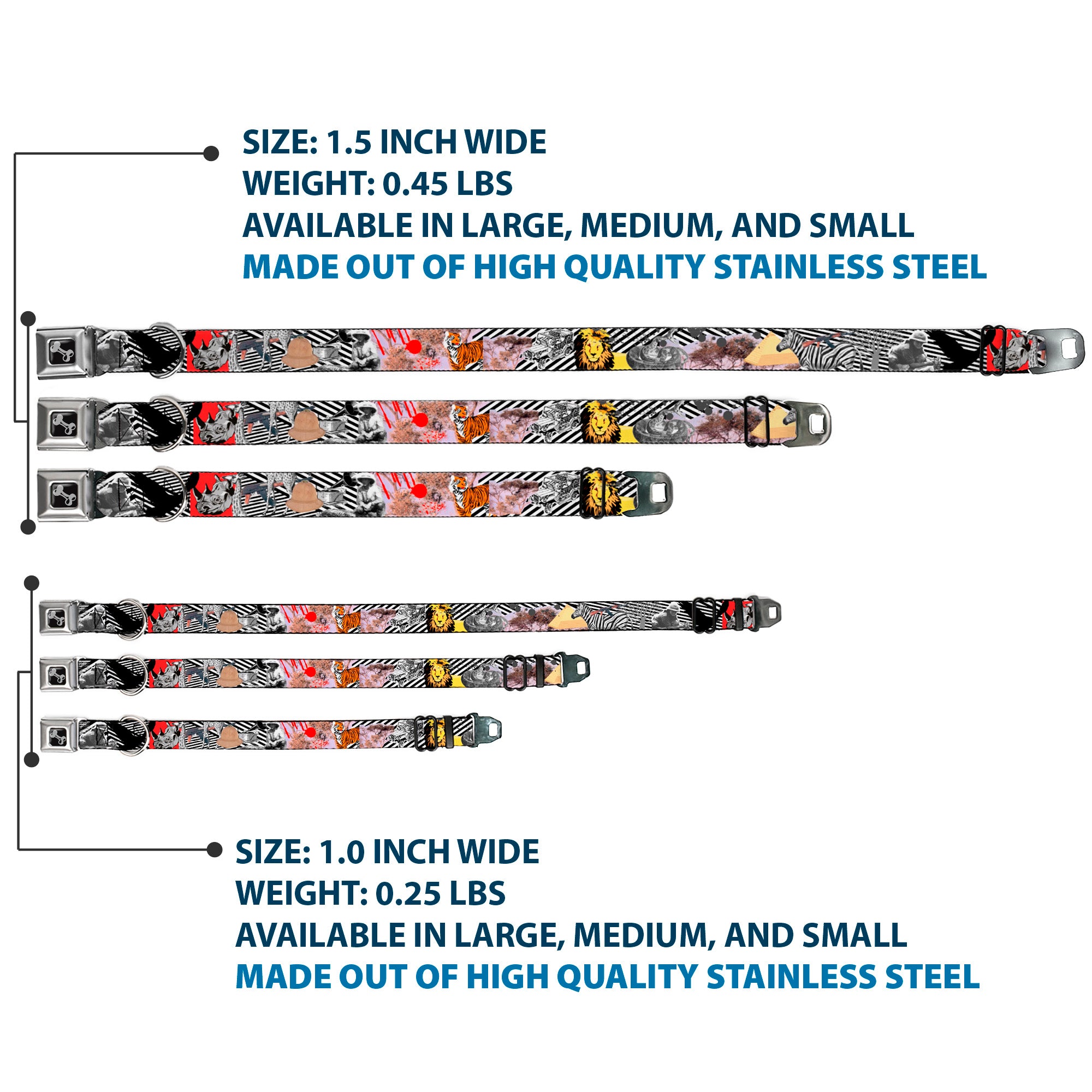 Dog Bone Seatbelt Buckle Collar - Safari Seatbelt Buckle Collars Buckle-Down