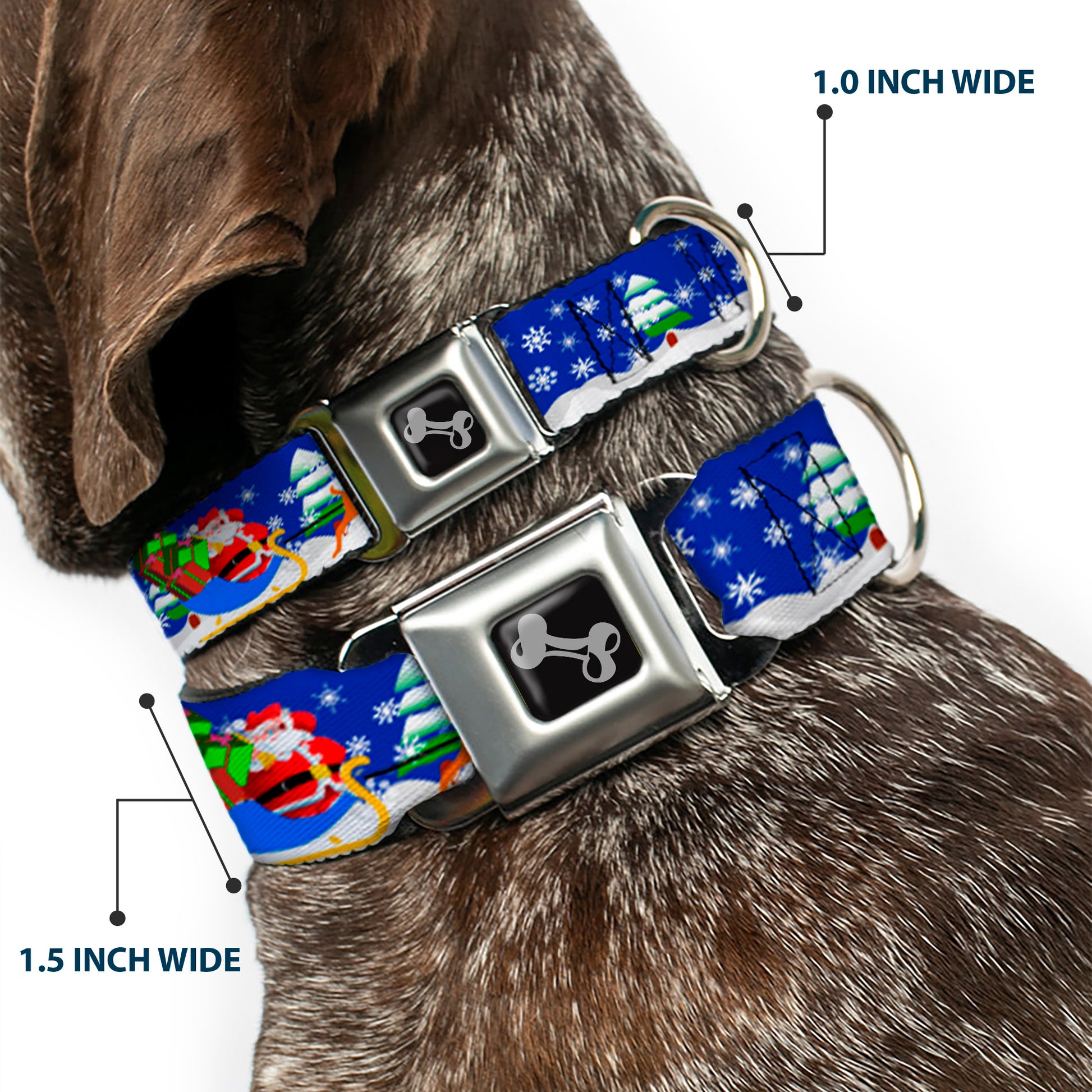 Dog Bone Seatbelt Buckle Collar - Santa & Reindeers Seatbelt Buckle Collars Buckle-Down
