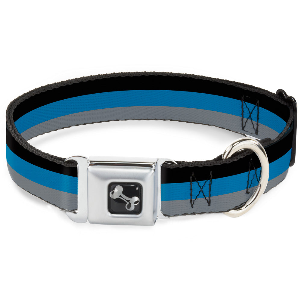 Dog Bone Seatbelt Buckle Collar - Stripes Black/Turquoise/Gray Seatbelt Buckle Collars Buckle-Down