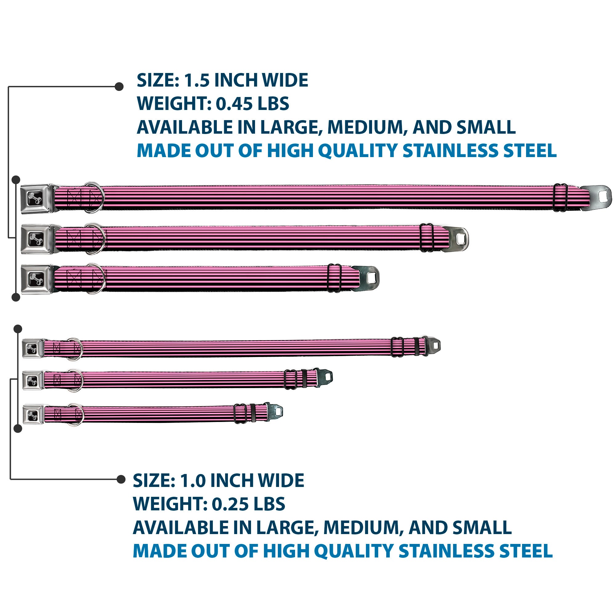 Dog Bone Seatbelt Buckle Collar - Stripe Transition Black/Pink Seatbelt Buckle Collars Buckle-Down