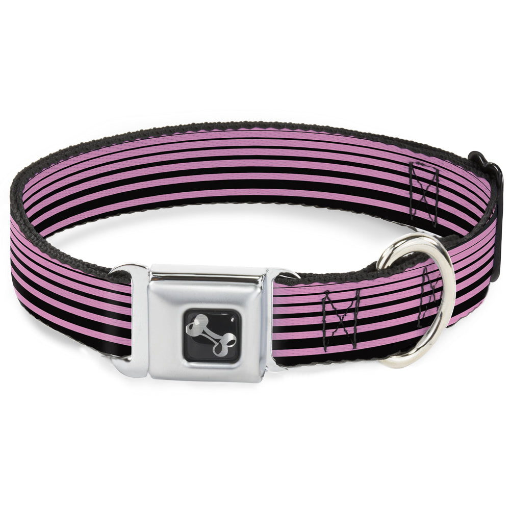 Dog Bone Seatbelt Buckle Collar - Stripe Transition Black/Pink Seatbelt Buckle Collars Buckle-Down