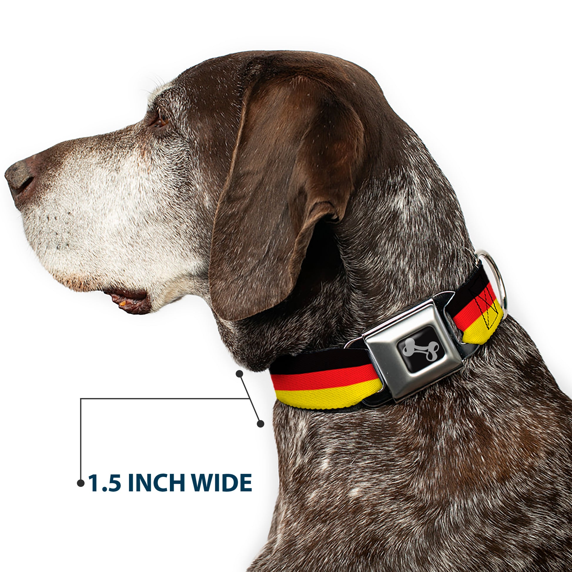 Dog Bone Seatbelt Buckle Collar - Stripes Black/Red/Yellow Seatbelt Buckle Collars Buckle-Down