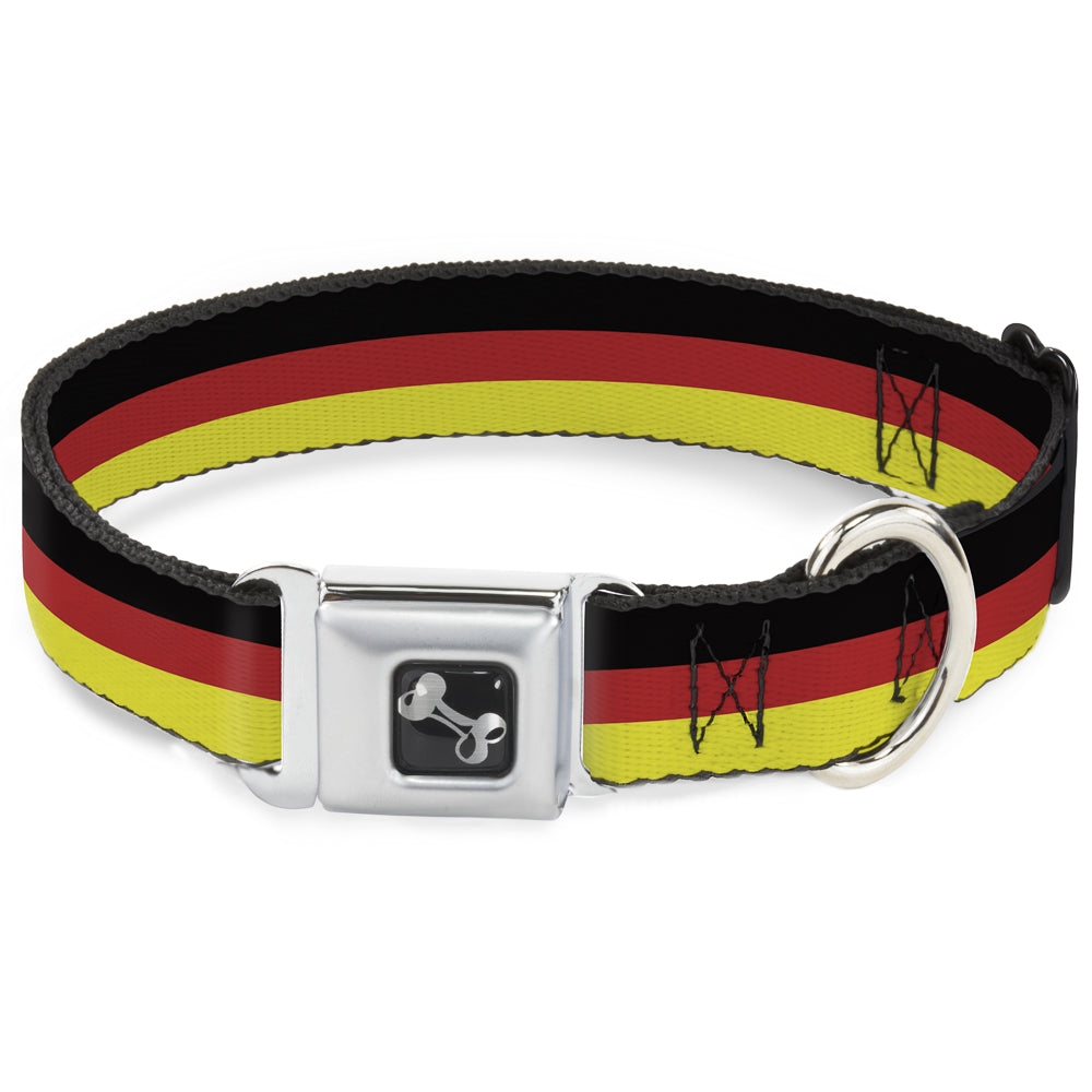Dog Bone Seatbelt Buckle Collar - Stripes Black/Red/Yellow Seatbelt Buckle Collars Buckle-Down