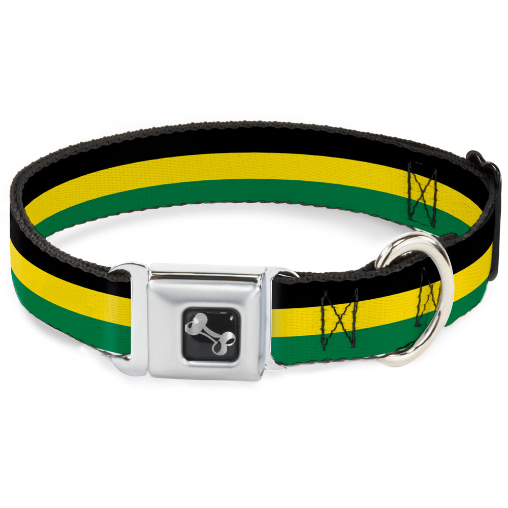 Dog Bone Seatbelt Buckle Collar - Stripes Black/Yellow/Green Seatbelt Buckle Collars Buckle-Down