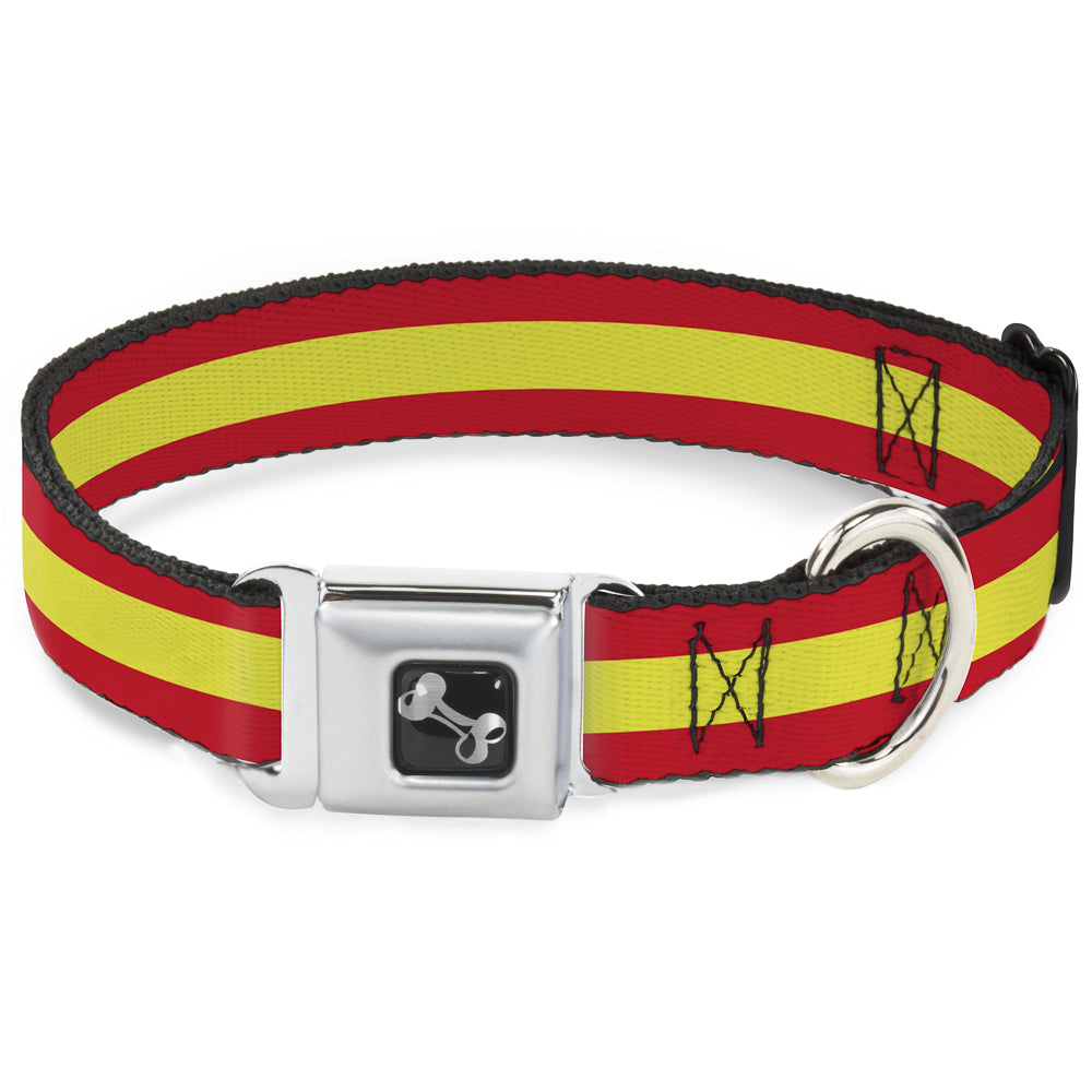 Dog Bone Seatbelt Buckle Collar - Stripes Red/Yellow/Red Seatbelt Buckle Collars Buckle-Down