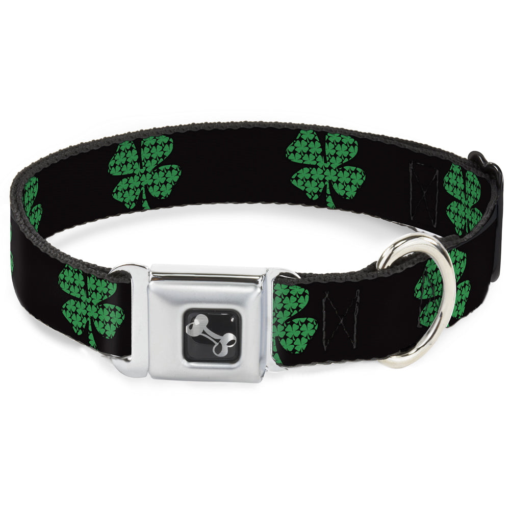 Dog Bone Seatbelt Buckle Collar - St. Pat's Black/Clovers Seatbelt Buckle Collars Buckle-Down