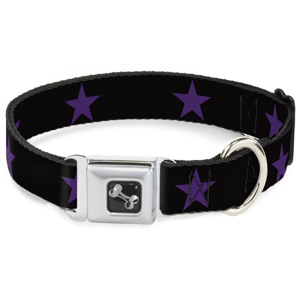 Dog Bone Seatbelt Buckle Collar - Star Black/Purple Seatbelt Buckle Collars Buckle-Down