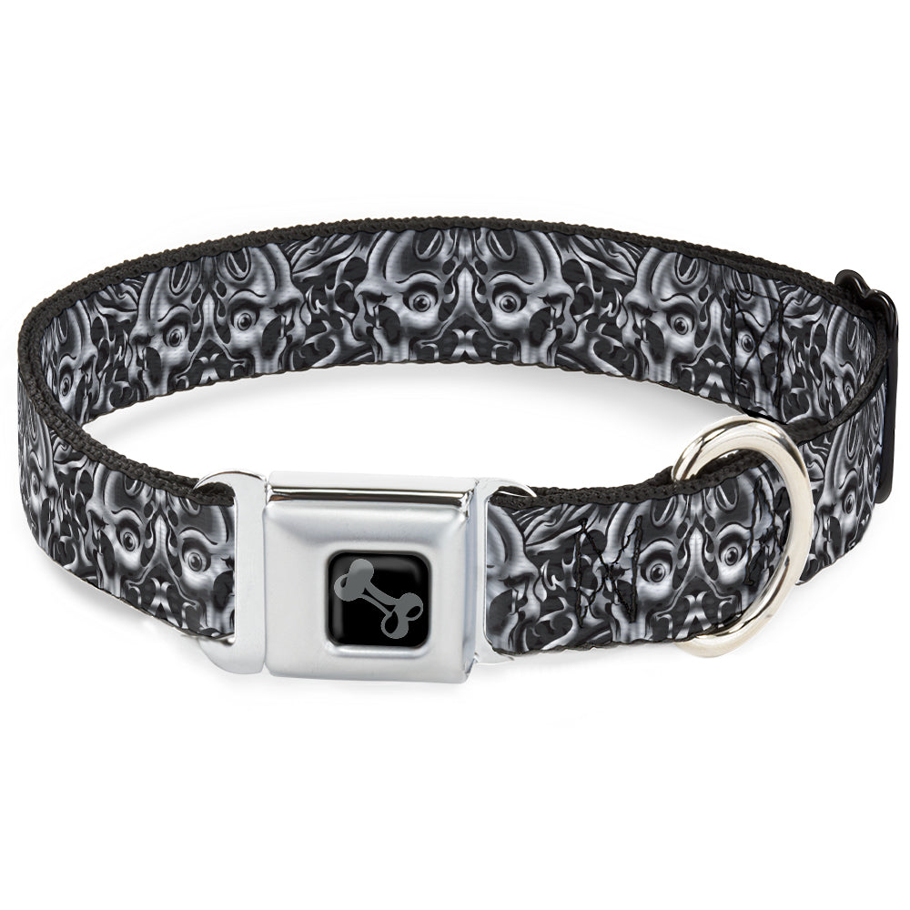 Dog Bone Black/Silver Seatbelt Buckle Collar - Sleeve Skulls Black/Gray Seatbelt Buckle Collars Buckle-Down