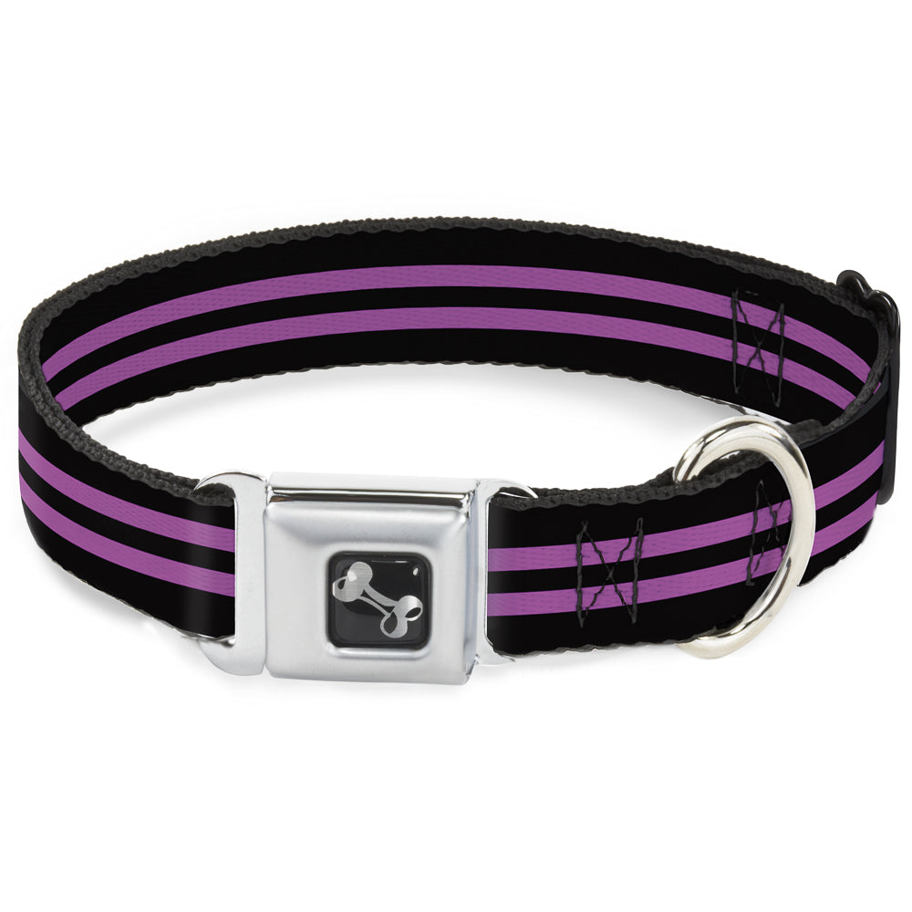 Dog Bone Seatbelt Buckle Collar - Stripe Black/Pink Seatbelt Buckle Collars Buckle-Down