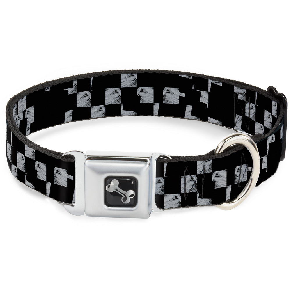 Dog Bone Seatbelt Buckle Collar - Scribble Checker Black/White Seatbelt Buckle Collars Buckle-Down