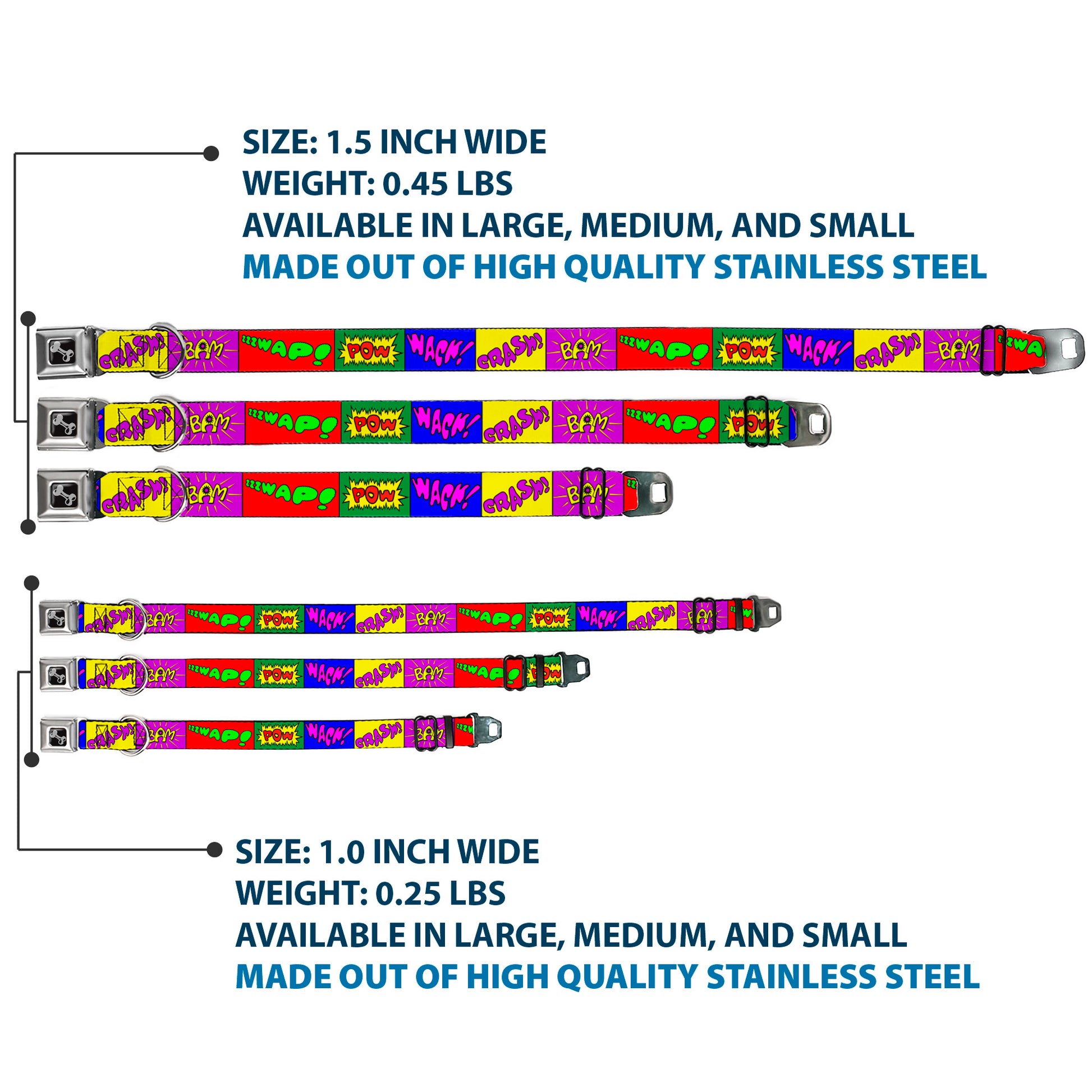 Dog Bone Seatbelt Buckle Collar - Sound Effect Blocks Multi Color Seatbelt Buckle Collars Buckle-Down