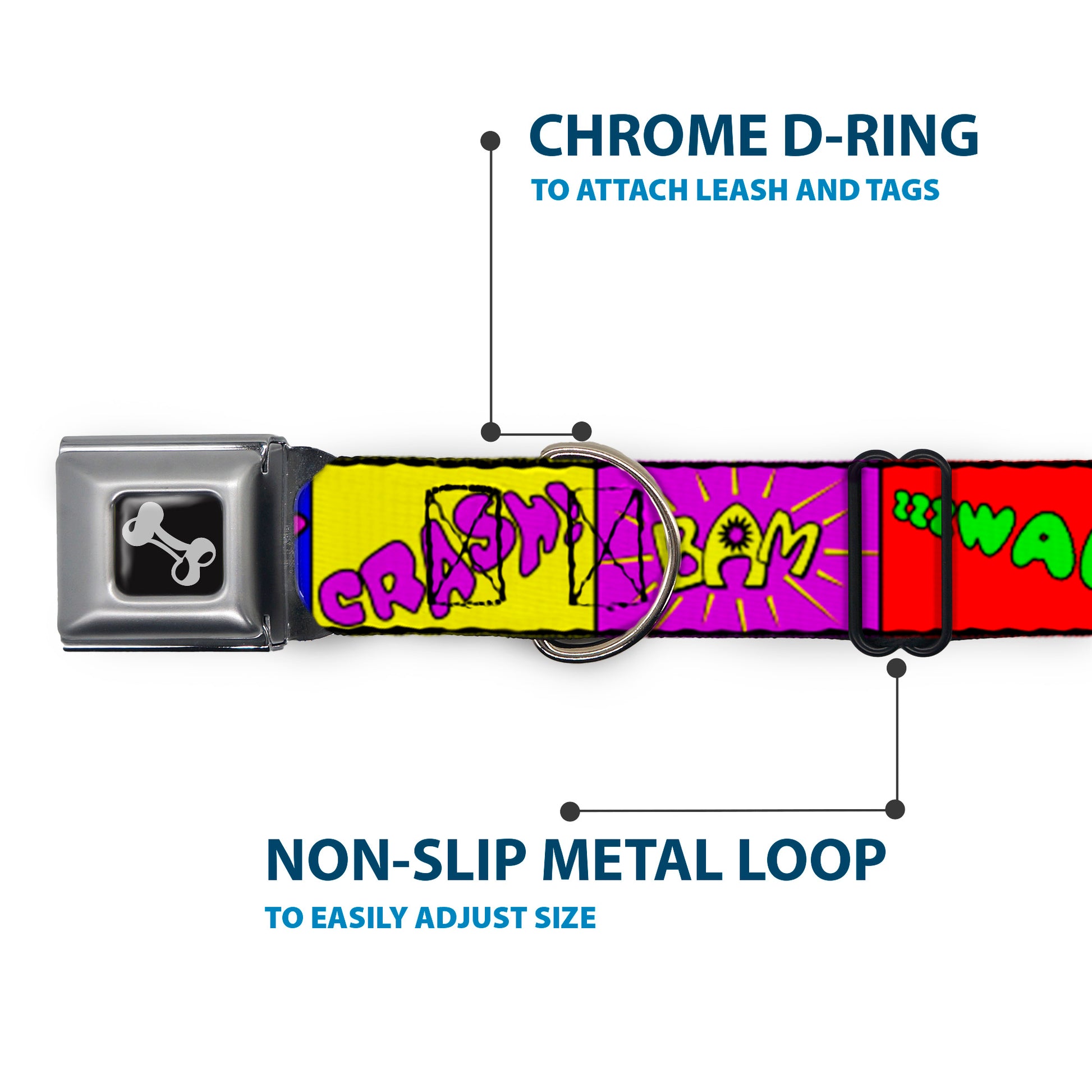 Dog Bone Seatbelt Buckle Collar - Sound Effect Blocks Multi Color Seatbelt Buckle Collars Buckle-Down