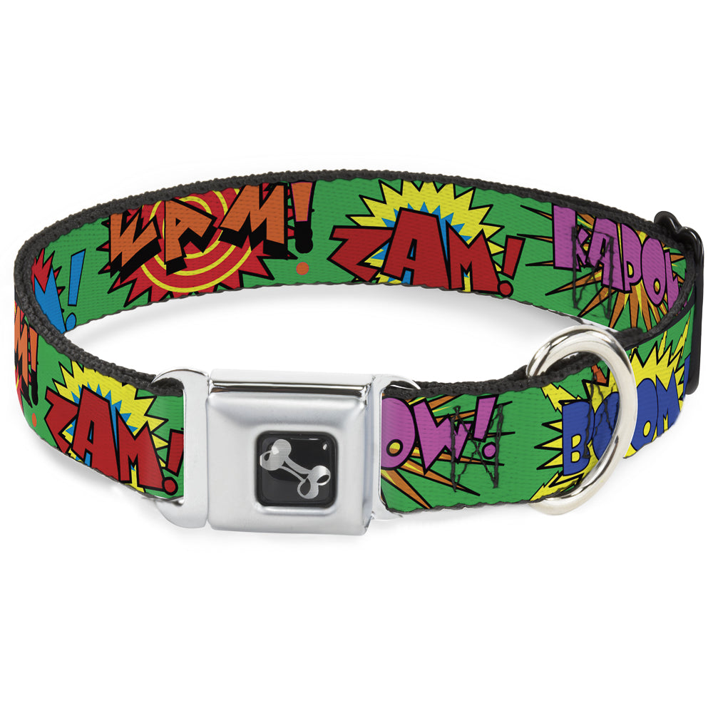 Dog Bone Seatbelt Buckle Collar - Sound Effects Green/Multi Color Seatbelt Buckle Collars Buckle-Down