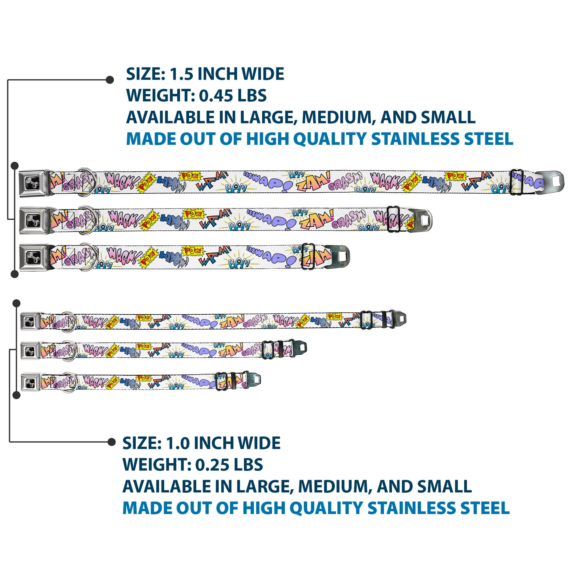 Dog Bone Seatbelt Buckle Collar - Sound Effects White/Pastel Seatbelt Buckle Collars Buckle-Down