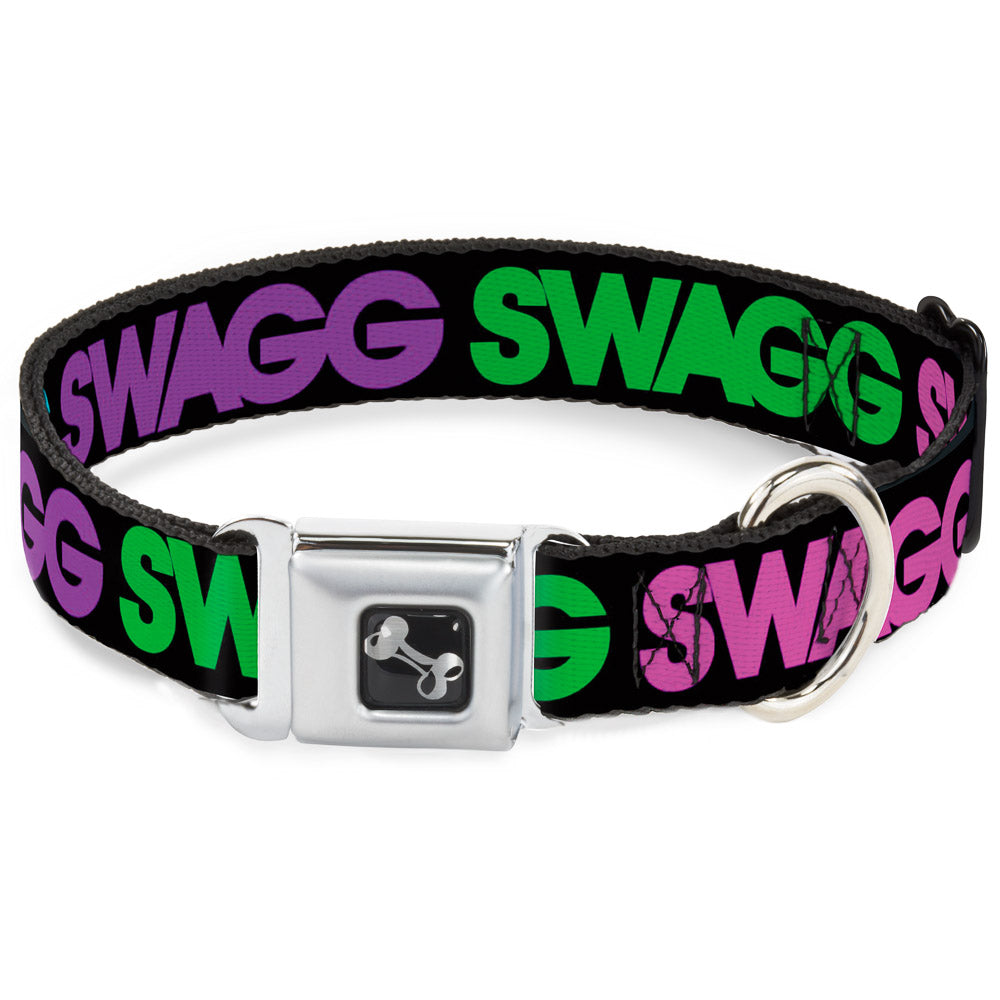 Dog Bone Seatbelt Buckle Collar - SWAGG Black/Hot Pink/Turquoise/Purple/Neon Green Seatbelt Buckle Collars Buckle-Down
