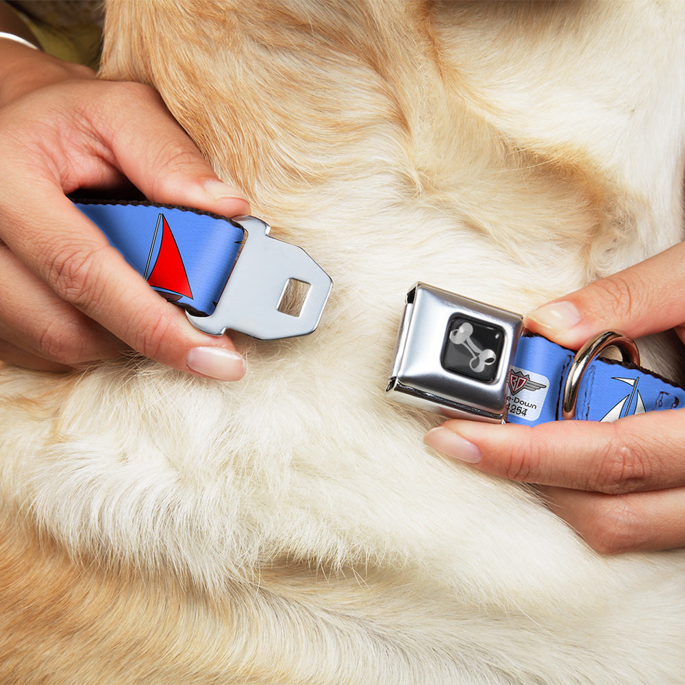 Dog Bone Seatbelt Buckle Collar - Sailboats Blue Seatbelt Buckle Collars Buckle-Down