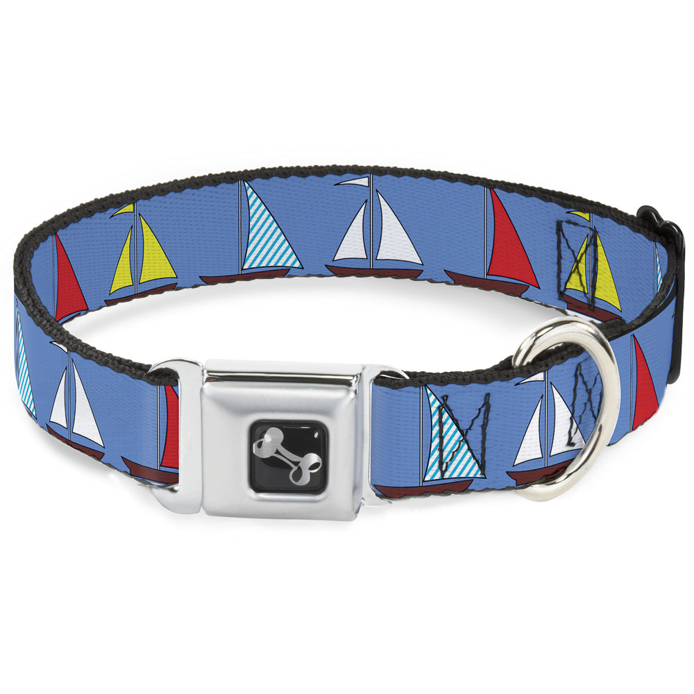 Dog Bone Seatbelt Buckle Collar - Sailboats Blue Seatbelt Buckle Collars Buckle-Down