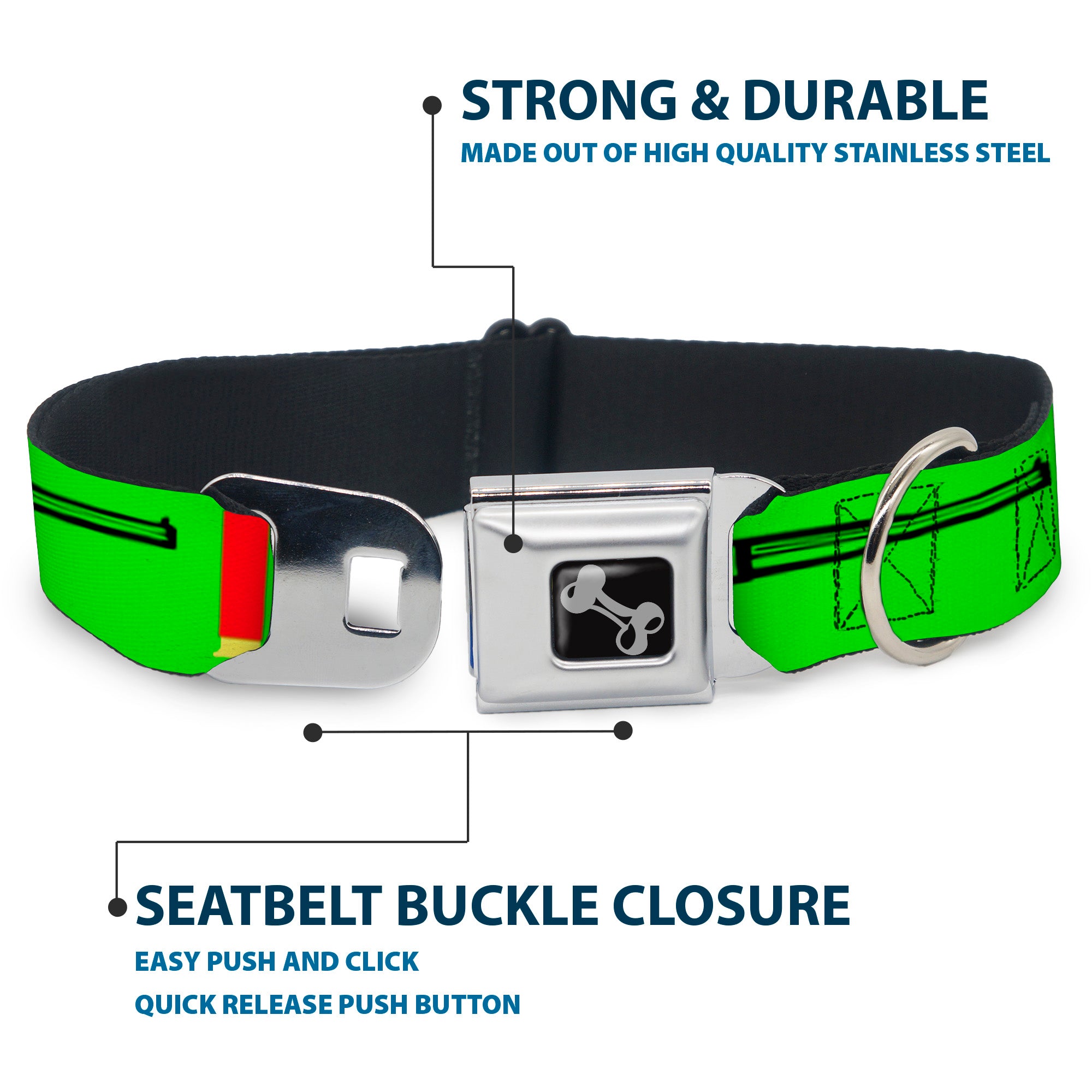 Buckle-Down Seatbelt Buckle Dog Collar - Shotgun & Shells Green Seatbelt Buckle Collars Buckle-Down