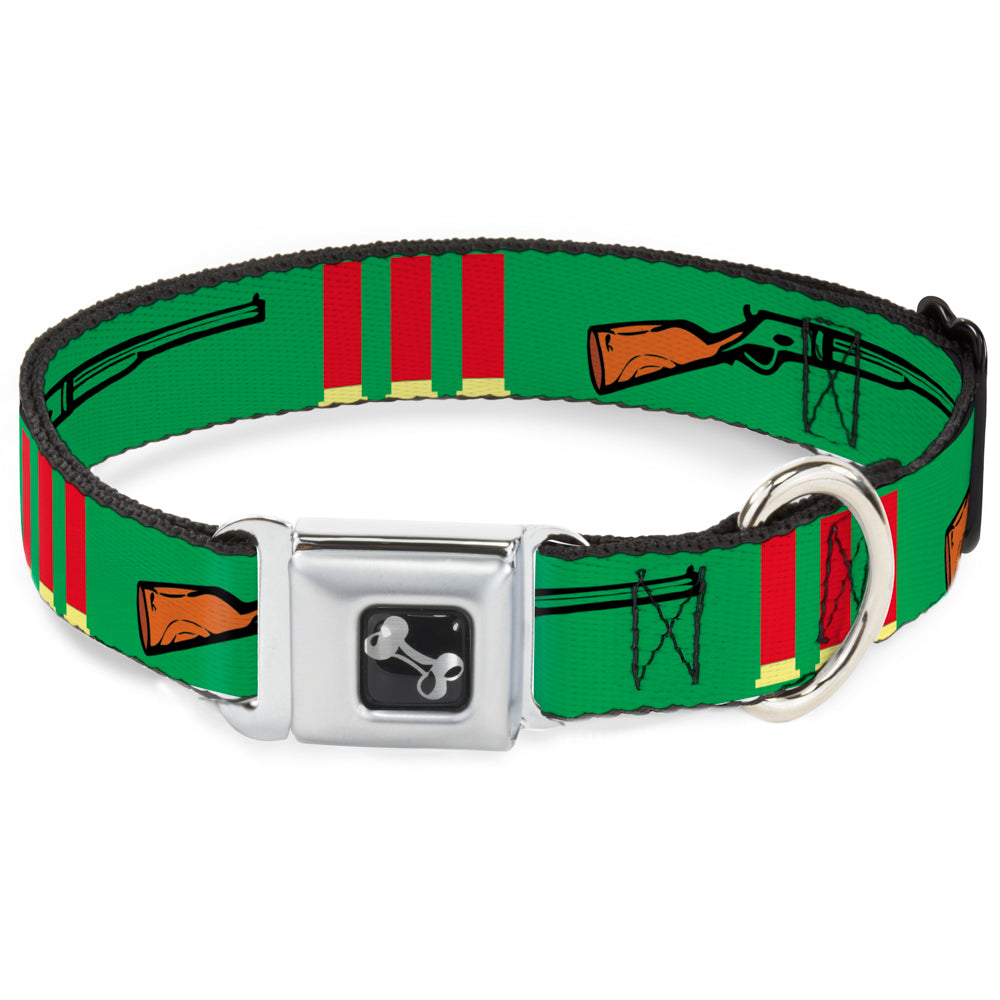 Buckle-Down Seatbelt Buckle Dog Collar - Shotgun & Shells Green Seatbelt Buckle Collars Buckle-Down
