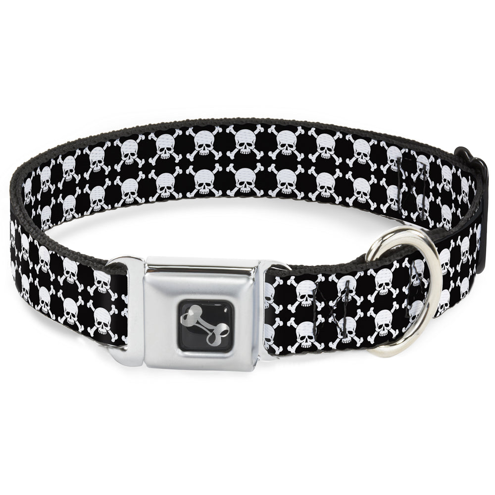Dog Bone Seatbelt Buckle Collar - Top Skulls Black/White Seatbelt Buckle Collars Buckle-Down