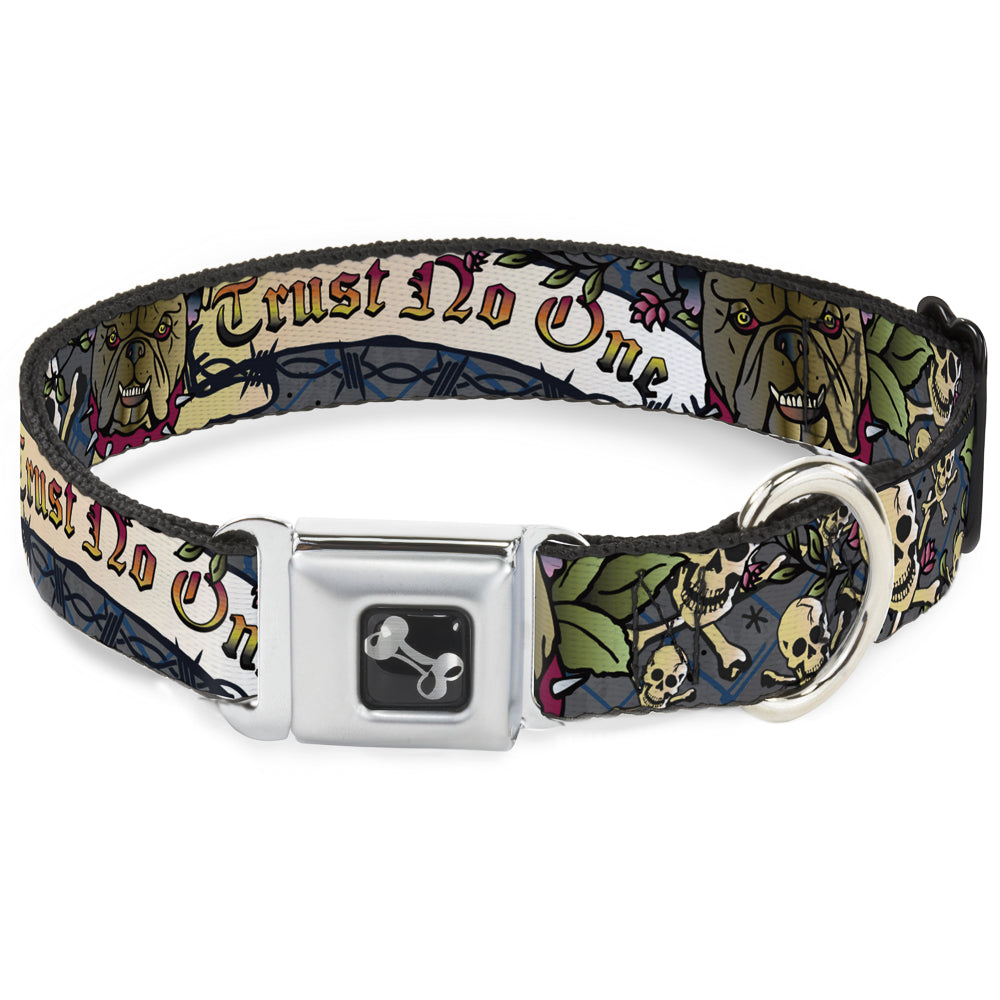 Dog Bone Seatbelt Buckle Collar - Trust No One Gray Seatbelt Buckle Collars Buckle-Down