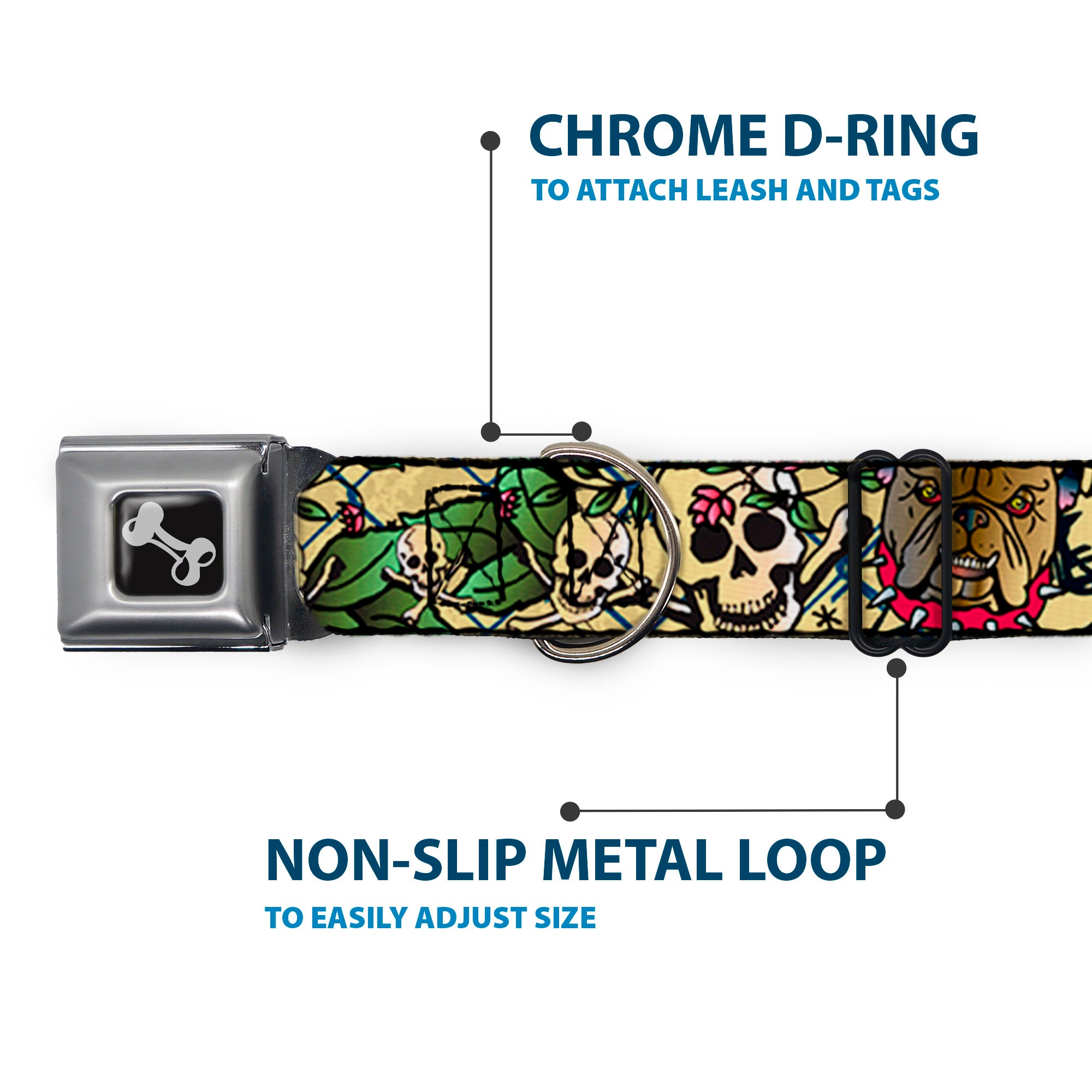 Dog Bone Seatbelt Buckle Collar - Trust No One Tan Seatbelt Buckle Collars Buckle-Down