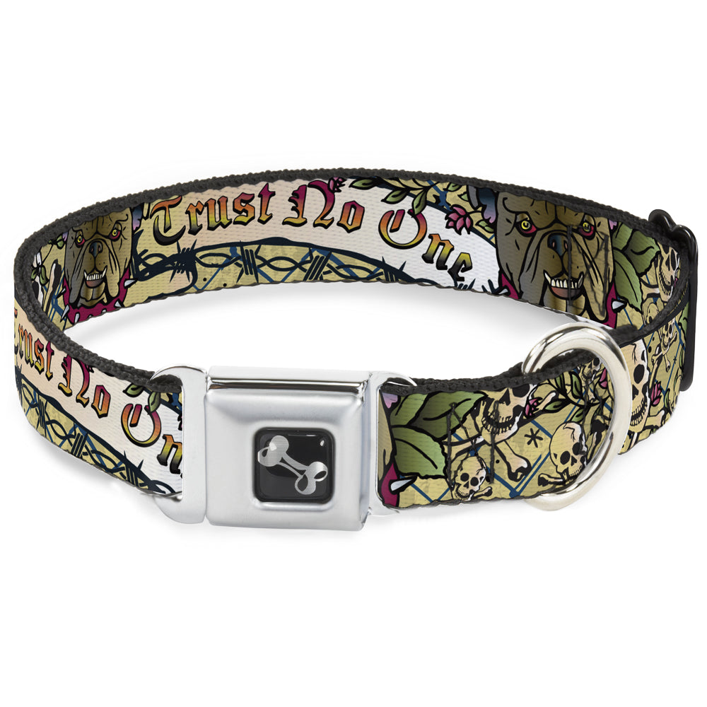 Dog Bone Seatbelt Buckle Collar - Trust No One Tan Seatbelt Buckle Collars Buckle-Down