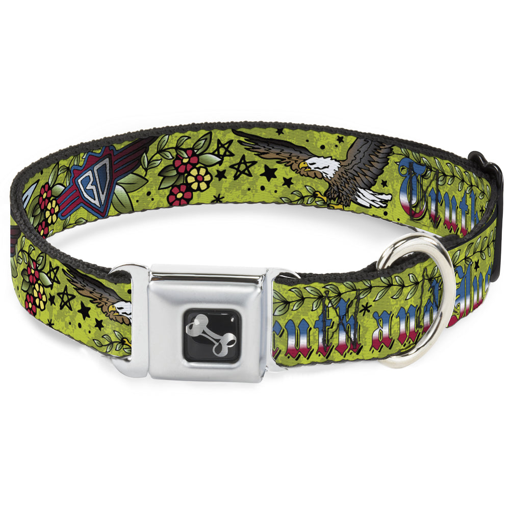 Dog Bone Seatbelt Buckle Collar - Truth and Justice Green Seatbelt Buckle Collars Buckle-Down