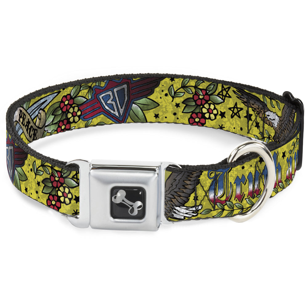 Dog Bone Seatbelt Buckle Collar - Truth and Justice Yellow Seatbelt Buckle Collars Buckle-Down