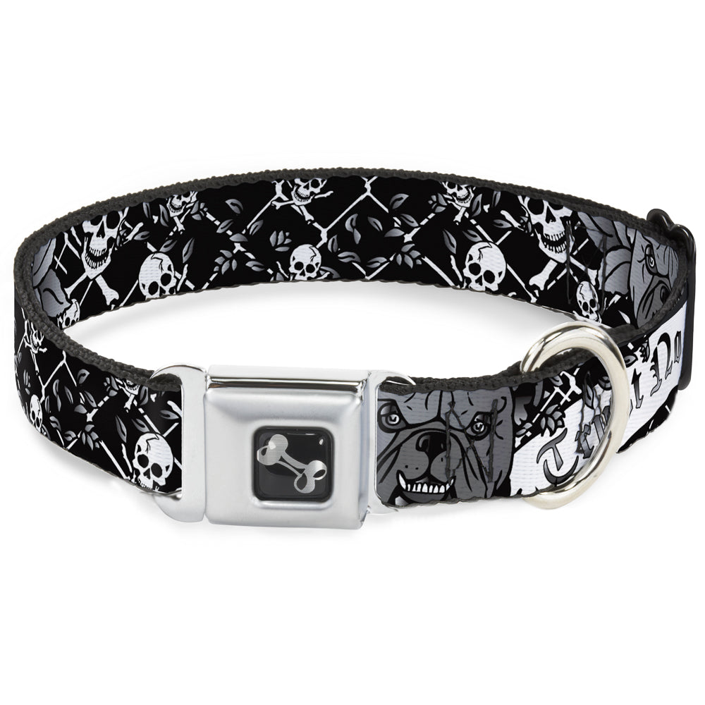 Dog Bone Seatbelt Buckle Collar - Trust No One Black/White Seatbelt Buckle Collars Buckle-Down