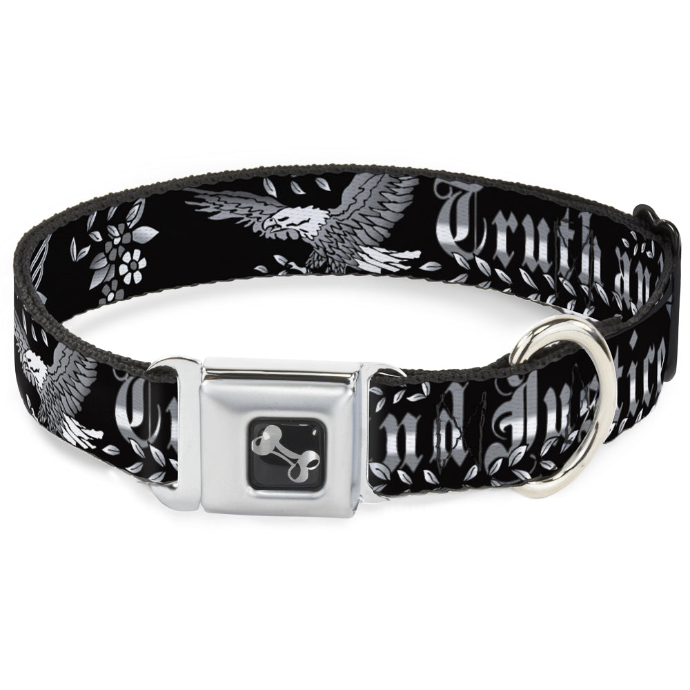 Dog Bone Seatbelt Buckle Collar - Truth and Justice Black/White Seatbelt Buckle Collars Buckle-Down