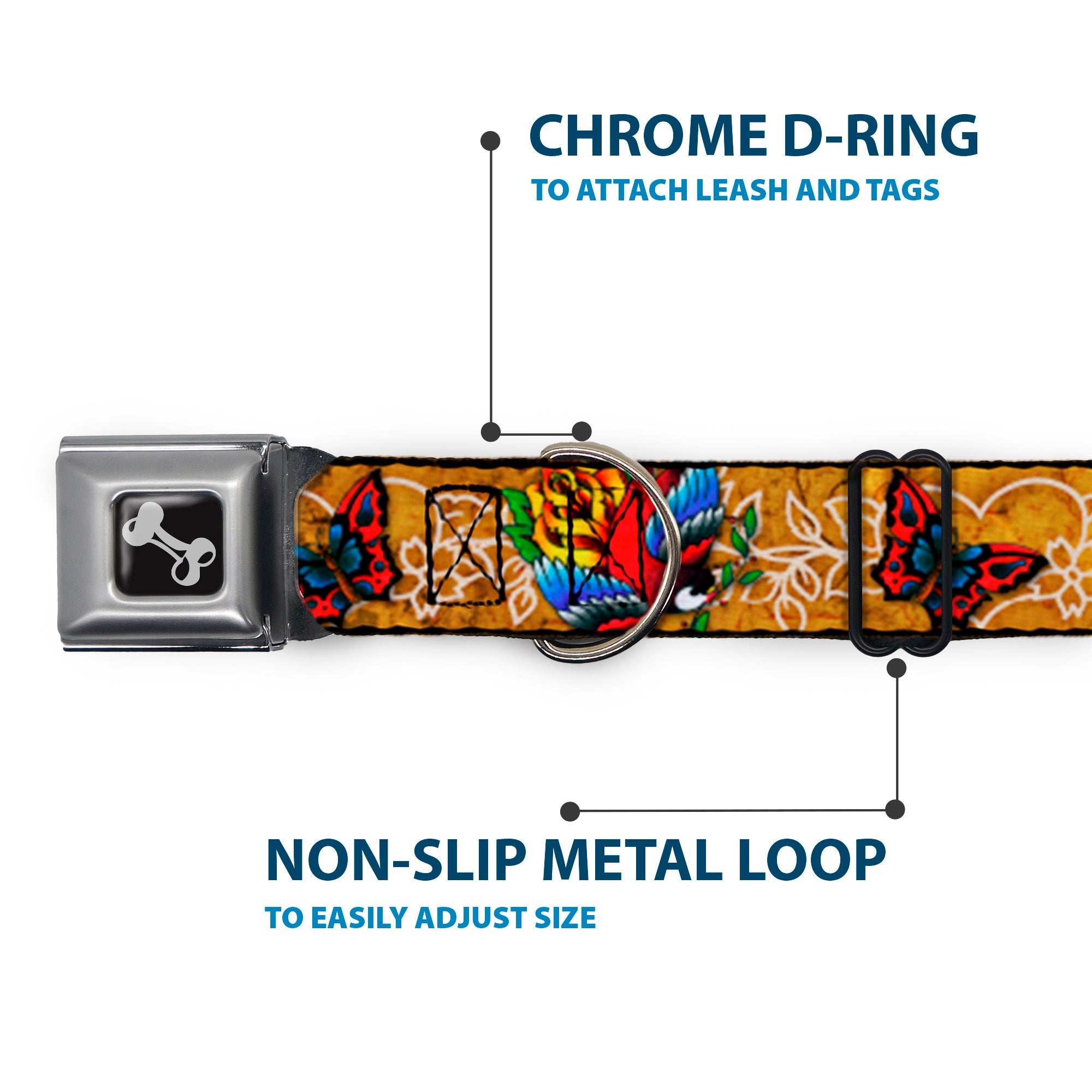 Dog Bone Seatbelt Buckle Collar - TJ-Bird & Rose Seatbelt Buckle Collars Tattoo Johnny