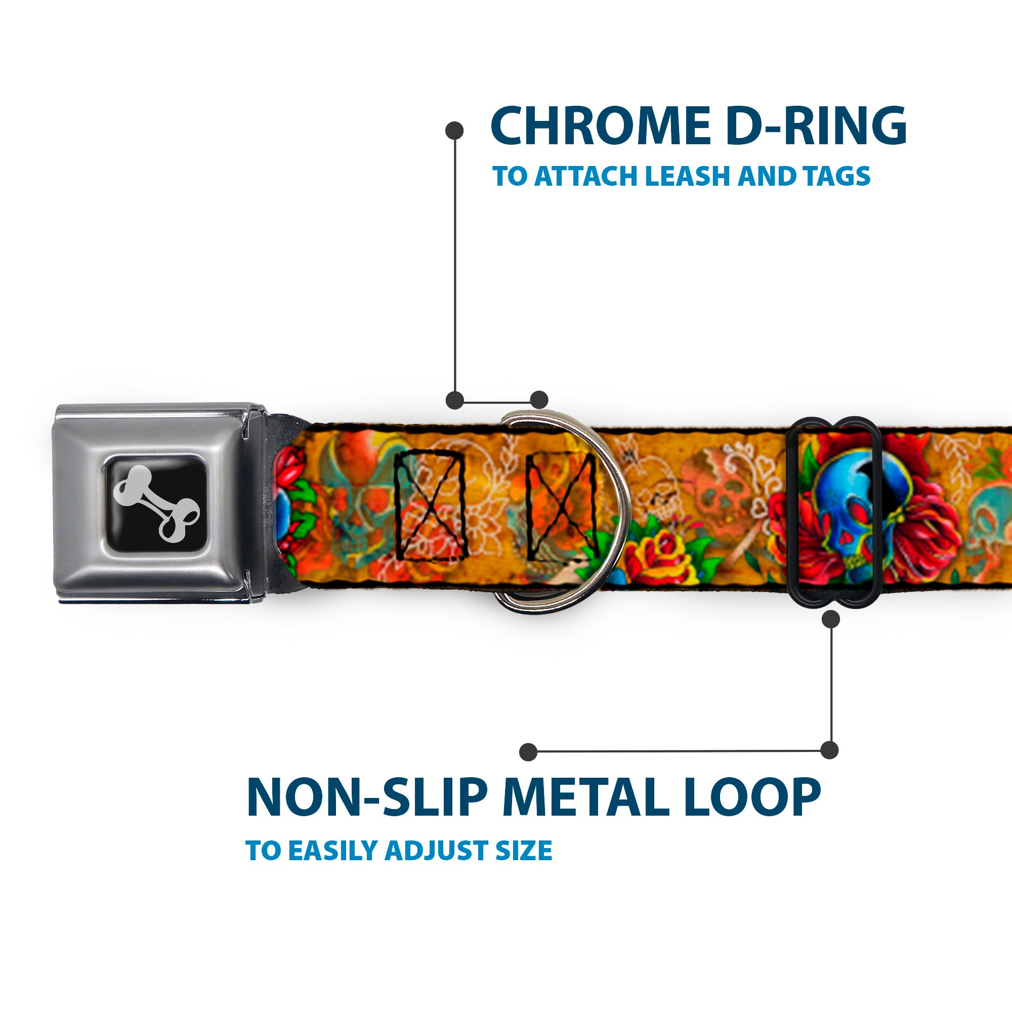 Dog Bone Seatbelt Buckle Collar - TJ-Candles & Skulls Seatbelt Buckle Collars Tattoo Johnny