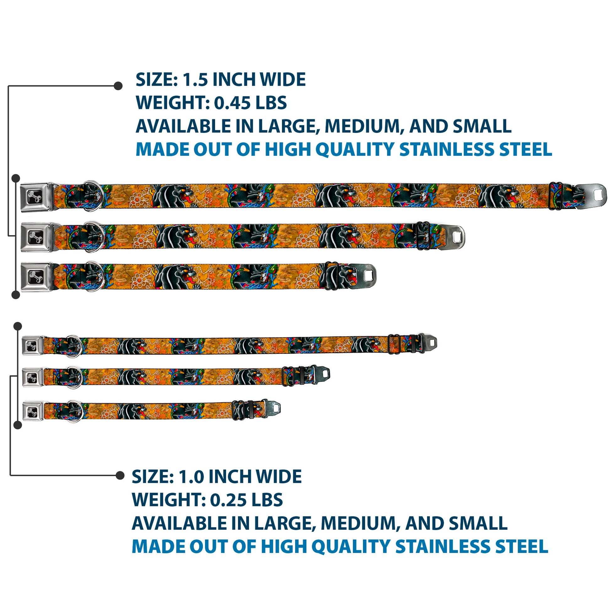 Dog Bone Seatbelt Buckle Collar - TJ-Panther Seatbelt Buckle Collars Tattoo Johnny