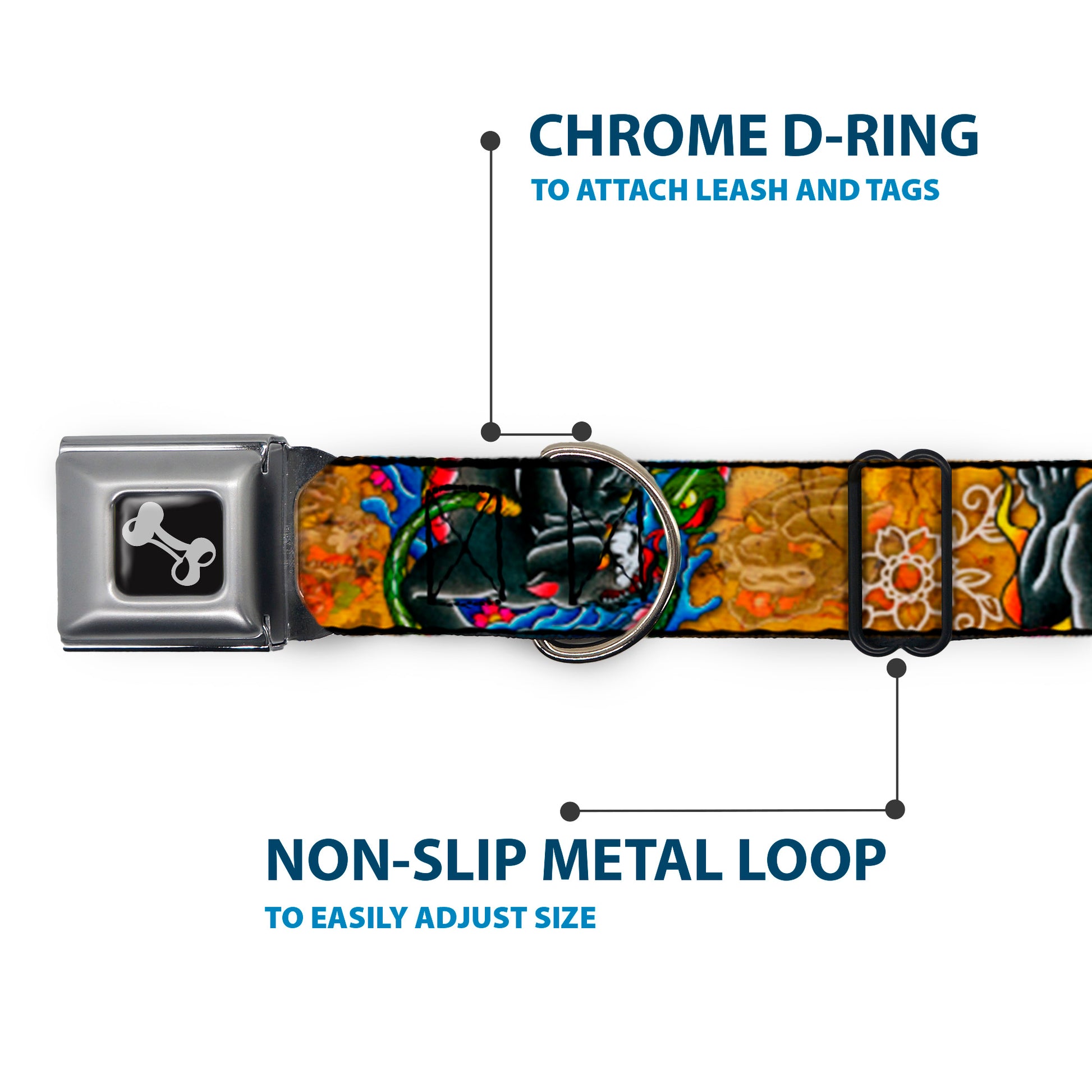 Dog Bone Seatbelt Buckle Collar - TJ-Panther Seatbelt Buckle Collars Tattoo Johnny