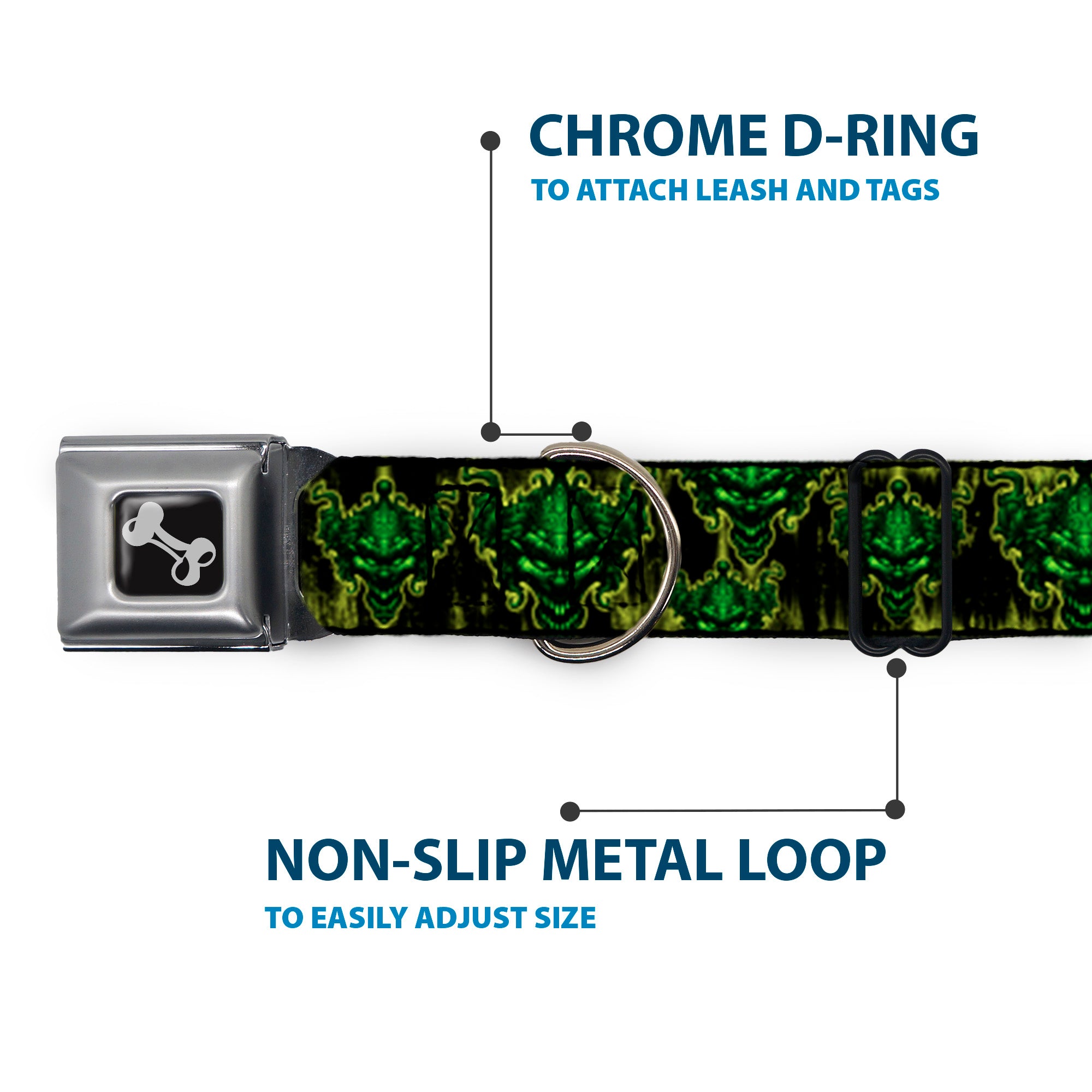 Dog Bone Seatbelt Buckle Collar - TJ-Evil Clown Seatbelt Buckle Collars Tattoo Johnny