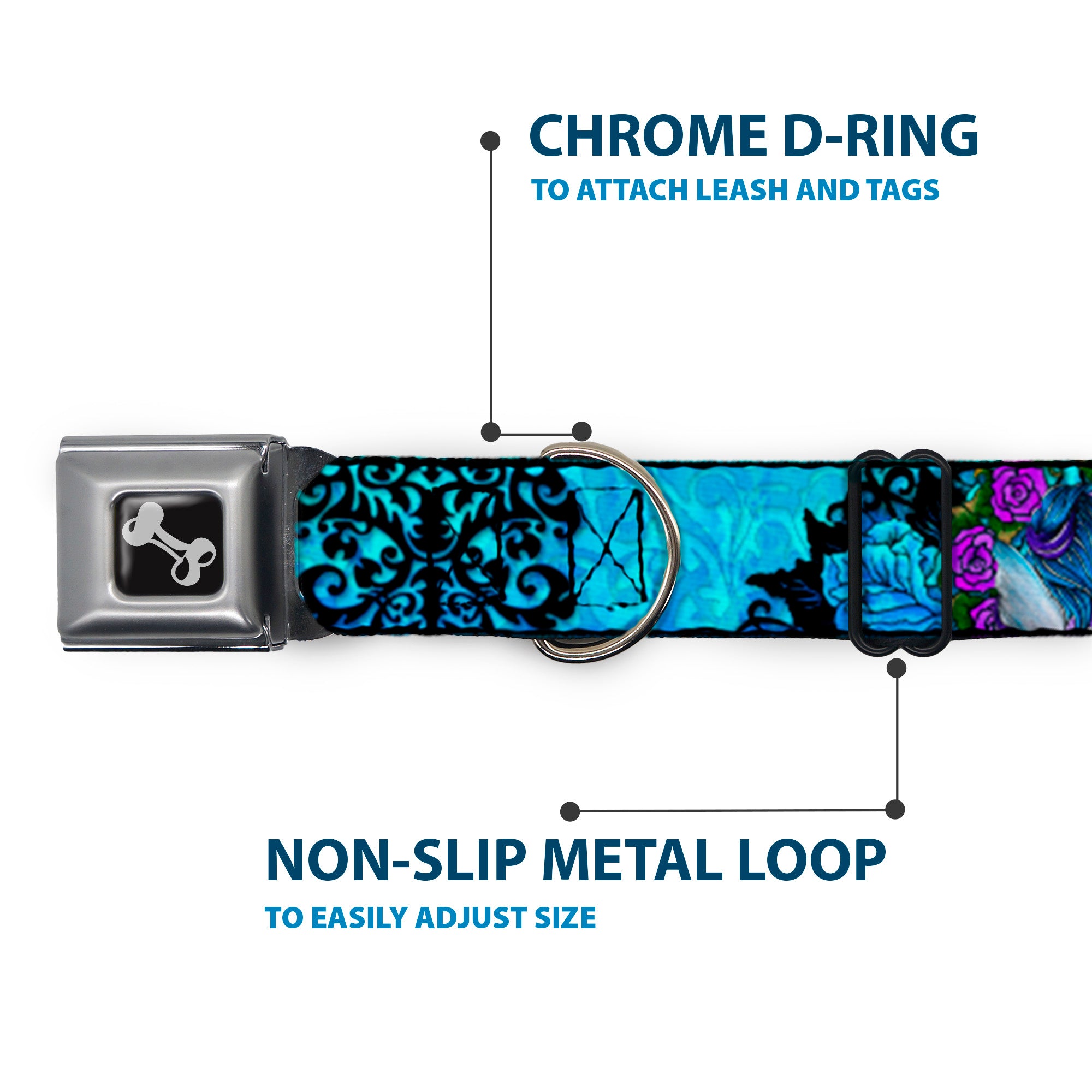 Dog Bone Seatbelt Buckle Collar - TJ-Fairy Blue Hair Seatbelt Buckle Collars Tattoo Johnny