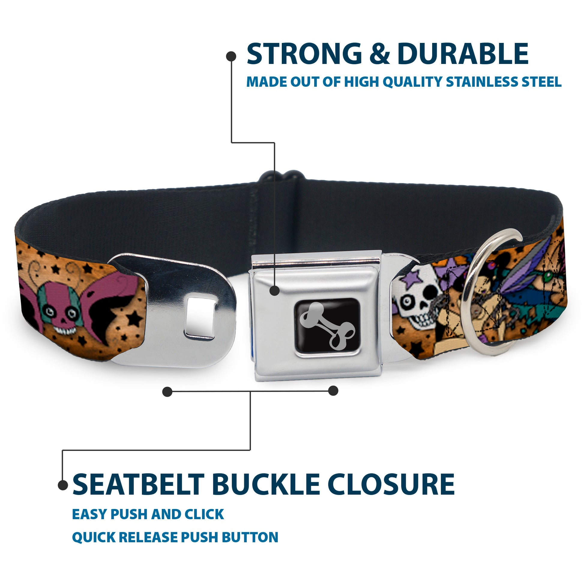 Dog Bone Seatbelt Buckle Collar - TJ-Fairy Gothic Seatbelt Buckle Collars Tattoo Johnny