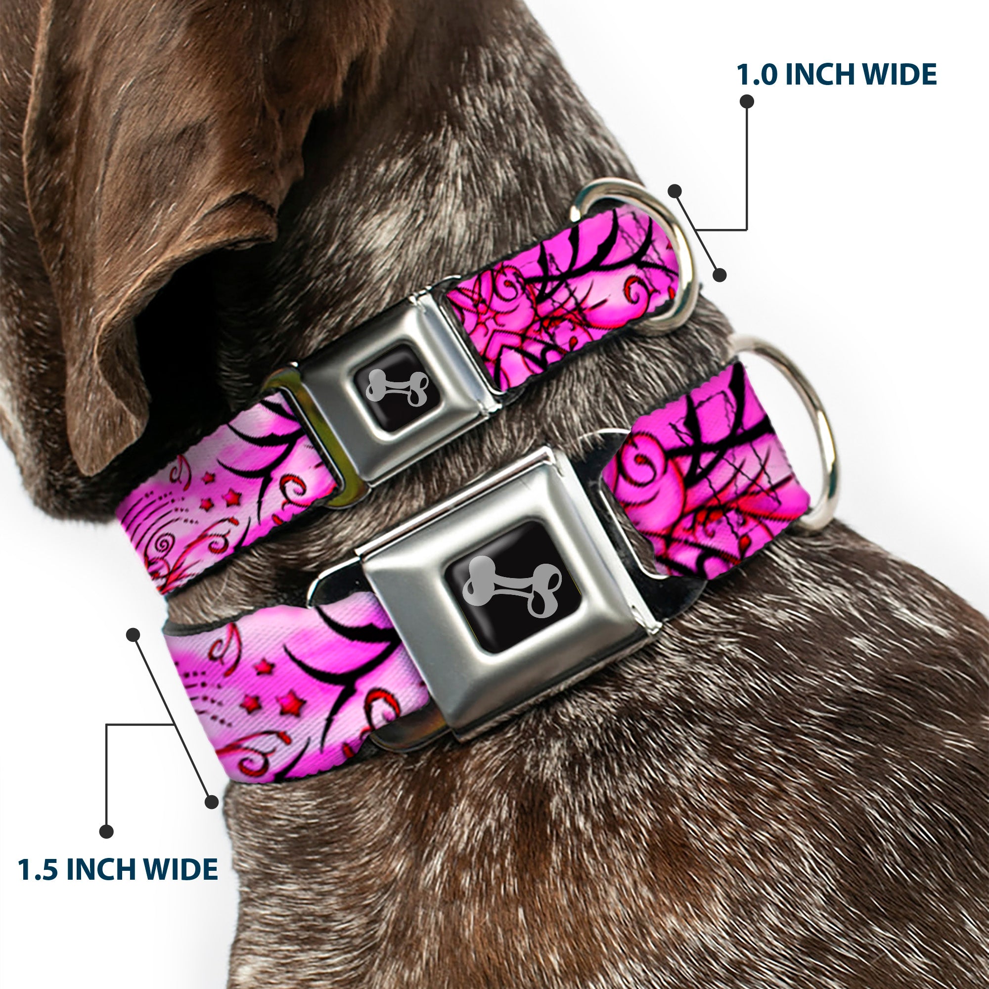 Dog Bone Seatbelt Buckle Collar - TJ-Fairy Pink Swirl Seatbelt Buckle Collars Tattoo Johnny